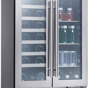 Zephyr PRWB24C32BG Presrv Dual Zone Wine & Beverage Cooler with Glass French Door. 24 Inch 5.2 Cubic Feet. Refrigerator for Under Counter, Wine Fridge, Beer Fridge, Compact Bar Fridge, Full-Size Beverage Center